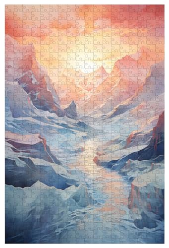 Puzzle für Erwachsene, 1000 Teile, aus Holz, für Steiles Gletschertal bei Sonnenuntergang, Landschaftspuzzle (D ; 1000) von Generic