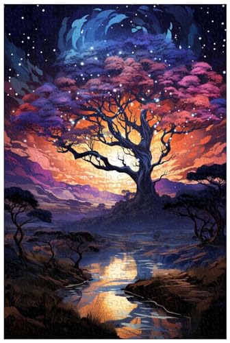 Puzzle für Erwachsene, 1000 Teile, aus Holz, für einen magischen Pinsel im Nachthimmel, der einen Sternenhimmel zeigt, der eine verzauberte Wüste erleuchtet. (B ; 500) von Generic