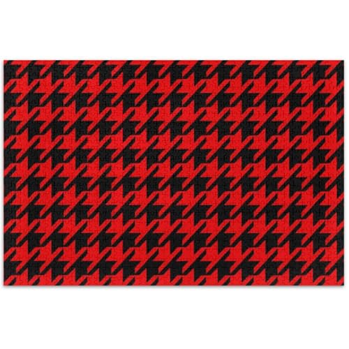 Puzzle für Erwachsene, 500 Teile, Geschenke für Puzzle-Liebhaber, Hahnentrittmuster, Rot / Schwarz, buntes Puzzle, Tierkunst-Dekor, 500 x 37 cm von Generic