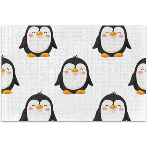 Puzzle für Erwachsene, 500 Teile, Spielpuzzle, Geschenke, lustiges Puzzle für Erwachsene, Tier, Blumenkunst, Cartoon-Pinguine, Weiß, 50 x 37 cm von Generic