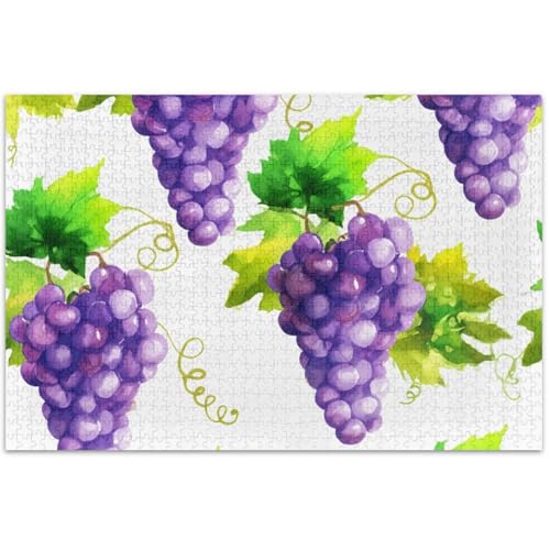 Puzzle für Erwachsene, 500 Teile, violett, traubengrüne Blätter, Familienpuzzle, Liebhaber, Geschenke, Spaß, Naturpuzzle, Tiermalerei, Kunst, 500 Stück von Generic