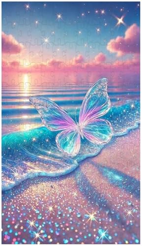 Puzzle für Erwachsene, Kristallschmetterlinge, Sandstrände, Muscheln, Bunte Wellen (N ; 1000 Piece) von Generic