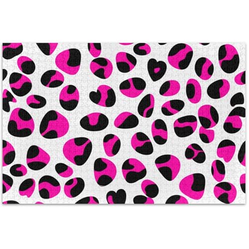 Puzzle für Erwachsene, Leopardenmuster, Rosa, Schwarz, Weiß, 500 Teile, lustiges Familienpuzzle, Landschaft, Blumenkunst, 500 Stück von Generic