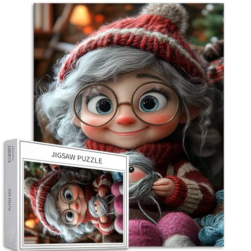 Puzzle für Erwachsene, Motiv: Großmutter, die Pullover strickt, 1000 Teile, niedliches Weihnachtspuzzle, bunt, DIY-Puzzle, Heimdekoration, Geschenke, Familienpuzzle, perfekt für Spielabende, 50 x 70 Puzzle für Erwachsene, Motiv: Großmutter, die Pullover strickt, 1000 Teile, niedliches Weihnachtspuzzle, bunt, DIY-Puzzle, Heimdekoration, Geschenke, Familienpuzzle, perfekt für Spielabende, 50 x 70 von Generic