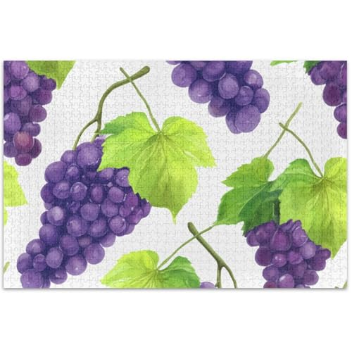Puzzle für Erwachsene, Tierblumenkunst, für Erwachsene, 500 Teile, Motiv: violette Traubengrüne, Weinrebe, Weiß, Geschenke, 500 Teile von Generic