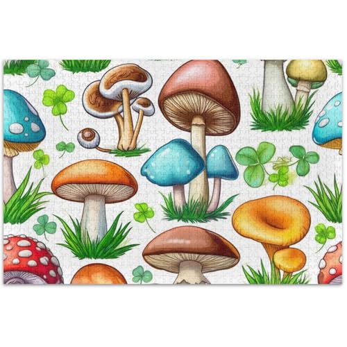 Puzzle für Erwachsene, lustiges Winter-Szenen-Puzzle, Cartoon-Tier, bunte Pilze, 500 Teile von Generic