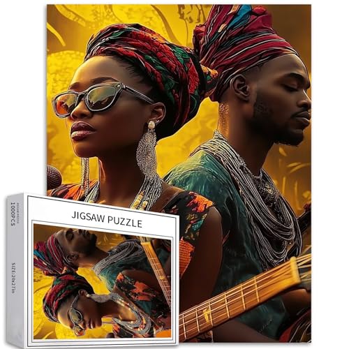 Puzzle für Männer und Frauen, 1000-teiliges Puzzle für Erwachsene, afrikanische Musik, Kunst, Puzzle, bunte DIY-Puzzles für Heimdekoration, Geschenke, Familienpuzzle, perfekt für Spieleabende, 50,8 x Puzzle für Männer und Frauen, 1000-teiliges Puzzle für Erwachsene, afrikanische Musik, Kunst, Puzzle, bunte DIY-Puzzles für Heimdekoration, Geschenke, Familienpuzzle, perfekt für Spieleabende, 50,8 x von Generic