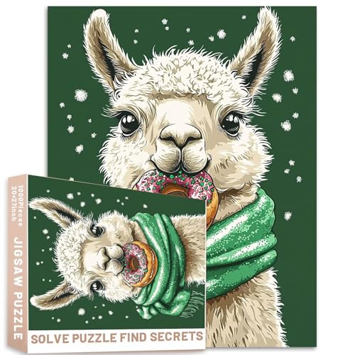 Puzzle mit 1000 Teilen, niedliches Lama, das grünes Alpaka-Kunst, 50 x 70 cm, herausfordernde Familienaktivitäten, buntes Bastelpuzzle für Heimdekoration, Geschenke Puzzle mit 1000 Teilen, niedliches Lama, das grünes Alpaka-Kunst, 50 x 70 cm, herausfordernde Familienaktivitäten, buntes Bastelpuzzle für Heimdekoration, Geschenke von Generic