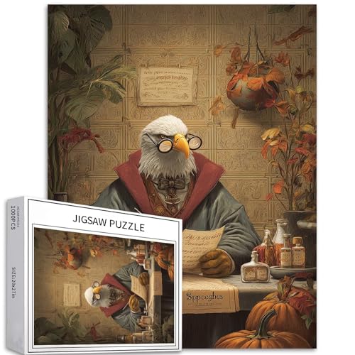 Puzzle mit Adler im Zauberer-Gewand, 1000 Teile, für Erwachsene, zum Lesen, magisches Buch, Szene, Kunst, Puzzle, bunt, DIY-Puzzle, für Heimdekoration, Geschenke, Familienpuzzle, perfekt für von Generic