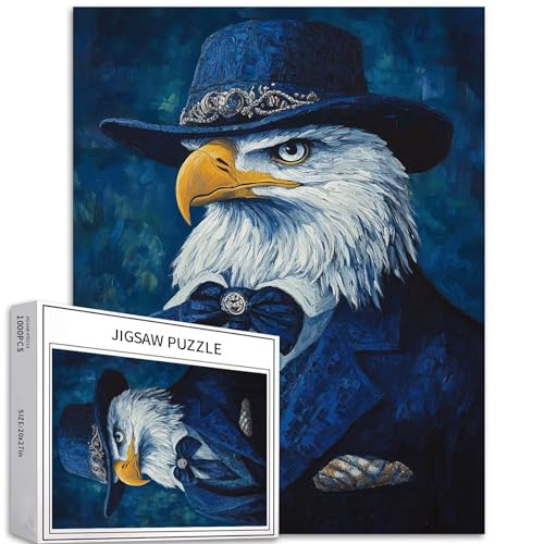 Puzzle mit Adler in Anzug und Hut, 1000 Teile für Erwachsene, Van Gogh, Ölgemälde-Stil, Kunst-Puzzle, bunt, DIY-Puzzle, für Heimdekoration, Geschenke, Familienpuzzle, perfekt für Spielabende, 50 x 70 Puzzle mit Adler in Anzug und Hut, 1000 Teile für Erwachsene, Van Gogh, Ölgemälde-Stil, Kunst-Puzzle, bunt, DIY-Puzzle, für Heimdekoration, Geschenke, Familienpuzzle, perfekt für Spielabende, 50 x 70 von Generic