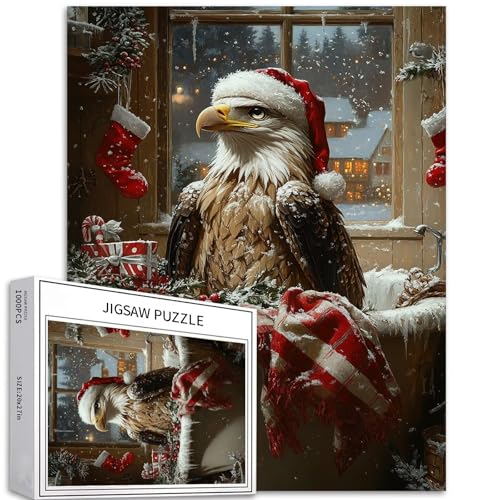 Puzzle mit Adler in der Badewanne, 1000 Teile für Erwachsene, Weihnachts-Kostüm, Kunst-Puzzle, herausfordernde Familienaktivitäten, buntes Bastelpuzzle für Heimdekoration, Geschenke, 50,8 x 68,6 cm von Generic