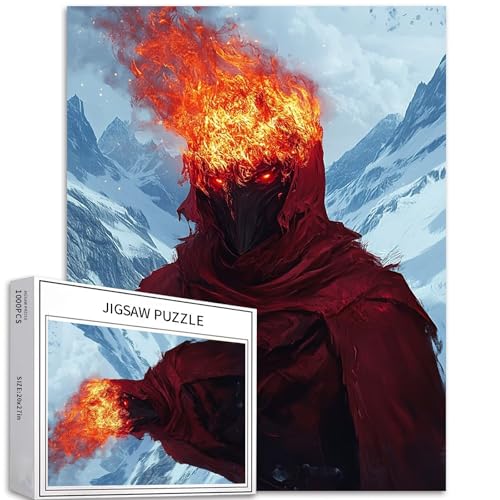 Puzzle mit Flammenmaske, 1000 Teile für Erwachsene, Schneegebirge, Hintergrund, Kunst, Puzzle, anspruchsvolle Familienaktivitäten, bunt, Bastelpuzzle für Heimdekoration, Geschenke, 50,8 x 68,6 cm Puzzle mit Flammenmaske, 1000 Teile für Erwachsene, Schneegebirge, Hintergrund, Kunst, Puzzle, anspruchsvolle Familienaktivitäten, bunt, Bastelpuzzle für Heimdekoration, Geschenke, 50,8 x 68,6 cm von Generic