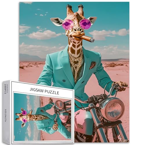 Puzzle mit Giraffenmotiv, 1000 Teile, für Erwachsene, rosa Wüstenhintergrund, Kunst-Puzzle, bunt, DIY-Puzzle, Heimdekoration, Geschenke, Familienpuzzle, perfekt für Spielabende, 50 x 70 cm Puzzle mit Giraffenmotiv, 1000 Teile, für Erwachsene, rosa Wüstenhintergrund, Kunst-Puzzle, bunt, DIY-Puzzle, Heimdekoration, Geschenke, Familienpuzzle, perfekt für Spielabende, 50 x 70 cm von Generic