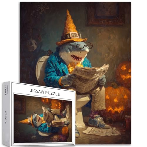 Puzzle mit Haifisch-Hut, 1000-teiliges Puzzle für Erwachsene, Halloween-Kürbis-Szene, Kunst-Puzzle, herausfordernde Familienaktivitäten, buntes Bastelpuzzle für Heimdekoration, Geschenke, 50,8 x 68,6 Puzzle mit Haifisch-Hut, 1000-teiliges Puzzle für Erwachsene, Halloween-Kürbis-Szene, Kunst-Puzzle, herausfordernde Familienaktivitäten, buntes Bastelpuzzle für Heimdekoration, Geschenke, 50,8 x 68,6 von Generic