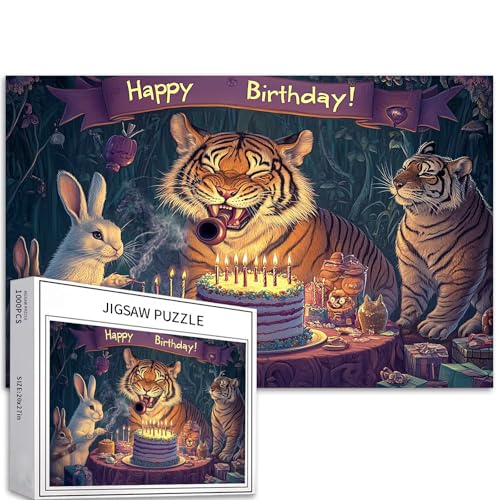 Puzzle mit Hasen und Tiger, 1000 Teile für Erwachsene, lebendige Geburtstagsatmosphäre, Szene, Kunstpuzzle, herausfordernde Familienaktivitäten, buntes Bastelpuzzle für Heimdekoration, Geschenke, 70 × Puzzle mit Hasen und Tiger, 1000 Teile für Erwachsene, lebendige Geburtstagsatmosphäre, Szene, Kunstpuzzle, herausfordernde Familienaktivitäten, buntes Bastelpuzzle für Heimdekoration, Geschenke, 70 × von Generic