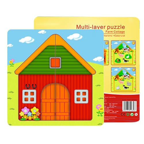 Puzzle mit Haus im Vorschulalter, Puzzle mit Haus für Kinder | Häuserpuzzle, mehrschichtiges Modell, Puzzle mit Sprossen für Tierhaus aus , Lernpuzzle interaktives Puzzlespiel für Comple von Generic