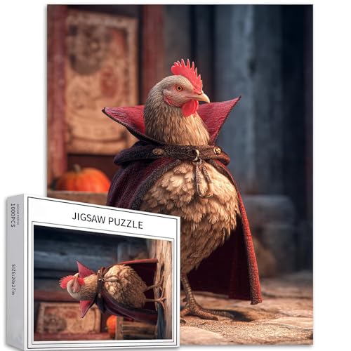 Puzzle mit Huhn als Vampir, 1000 Teile für Erwachsene, Halloween, Rollenspiel, Szene, Kunst, Puzzle, anspruchsvolle Familienaktivitäten, buntes Bastelpuzzle für Heimdekoration, Geschenke, 50,8 x 68,6 Puzzle mit Huhn als Vampir, 1000 Teile für Erwachsene, Halloween, Rollenspiel, Szene, Kunst, Puzzle, anspruchsvolle Familienaktivitäten, buntes Bastelpuzzle für Heimdekoration, Geschenke, 50,8 x 68,6 von Generic