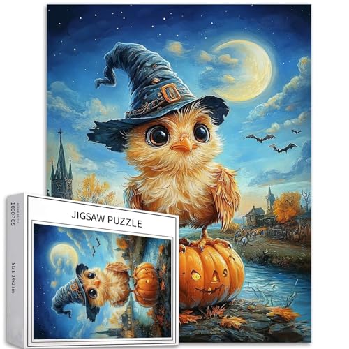 Puzzle mit Huhn auf Kürbis, 1000 Teile für Erwachsene, Van Gogh, Ölgemälde-Stil, Kunst-Puzzle, bunt, DIY-Puzzle, für Heimdekoration, Geschenke, Familienpuzzle, perfekt für Spielabende, 50 x 70 cm von Generic