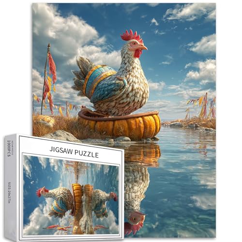 Puzzle mit Huhn im Federumhang, 1000 Teile für Erwachsene, Kürbisboot, Kunst-Puzzle, buntes DIY-Puzzle, für Heimdekoration, Geschenke, Familienpuzzle, perfekt für Spieleabende, 50 x 70 cm Puzzle mit Huhn im Federumhang, 1000 Teile für Erwachsene, Kürbisboot, Kunst-Puzzle, buntes DIY-Puzzle, für Heimdekoration, Geschenke, Familienpuzzle, perfekt für Spieleabende, 50 x 70 cm von Generic