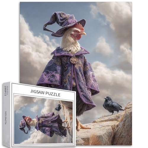 Puzzle mit Huhn im Zauberer-Kostüm, 1000-teiliges Puzzle für Erwachsene, Mountaintop Prophezeiung, Kunst, Puzzle, anspruchsvolle Familienaktivitäten, buntes Bastelpuzzle für Heimdekoration, Geschenke Puzzle mit Huhn im Zauberer-Kostüm, 1000-teiliges Puzzle für Erwachsene, Mountaintop Prophezeiung, Kunst, Puzzle, anspruchsvolle Familienaktivitäten, buntes Bastelpuzzle für Heimdekoration, Geschenke von Generic