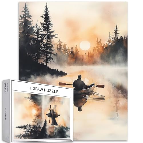 Puzzle mit Kanufahren, 1000-teiliges Puzzle für Erwachsene, High-Detail, Aquarell-Kunst-Puzzle, bunt, DIY-Puzzles für Heimdekoration, Geschenke, Familienpuzzle, perfekt für Spielabende, 50,8 x 68,9 cm Puzzle mit Kanufahren, 1000-teiliges Puzzle für Erwachsene, High-Detail, Aquarell-Kunst-Puzzle, bunt, DIY-Puzzles für Heimdekoration, Geschenke, Familienpuzzle, perfekt für Spielabende, 50,8 x 68,9 cm von Generic