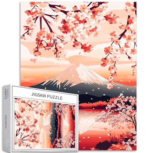 Puzzle mit Kirschblüten und Sonnenuntergang, 1000 Teile für Erwachsene, Mount Fuji, Landschaftskunst-Puzzle, herausfordernde Familienaktivitäten, buntes Bastelpuzzle für Heimdekoration, Geschenke, 50 Puzzle mit Kirschblüten und Sonnenuntergang, 1000 Teile für Erwachsene, Mount Fuji, Landschaftskunst-Puzzle, herausfordernde Familienaktivitäten, buntes Bastelpuzzle für Heimdekoration, Geschenke, 50 von Generic