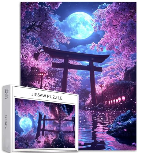 Puzzle mit Kirschblütenwald, 1000 Teile für Erwachsene, Fantasy-Nachtszene, Kunst-Puzzle, buntes DIY-Puzzle, für Heimdekoration, Geschenke, Familienpuzzle, perfekt für Spieleabende, 50 x 70 cm Puzzle mit Kirschblütenwald, 1000 Teile für Erwachsene, Fantasy-Nachtszene, Kunst-Puzzle, buntes DIY-Puzzle, für Heimdekoration, Geschenke, Familienpuzzle, perfekt für Spieleabende, 50 x 70 cm von Generic