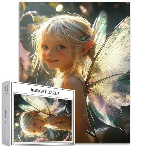Puzzle mit Libellenflügeln, Elfe, 1000 Teile, für Erwachsene, Fantasy-Blumen-Hintergrund, Kunst-Puzzle, herausfordernde Familienaktivitäten, buntes Bastelpuzzle für Heimdekoration, Geschenke, 50 x 70 Puzzle mit Libellenflügeln, Elfe, 1000 Teile, für Erwachsene, Fantasy-Blumen-Hintergrund, Kunst-Puzzle, herausfordernde Familienaktivitäten, buntes Bastelpuzzle für Heimdekoration, Geschenke, 50 x 70 von Generic