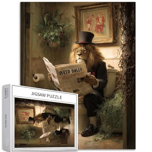 Puzzle mit Löwe mit magischem Umhang, 1000 Teile für Erwachsene, magische Badezimmer-Szene, Kunst-Puzzle, buntes DIY-Puzzle, für Heimdekoration, Geschenke, Familienpuzzle, perfekt für Spieleabende, 50 von Generic