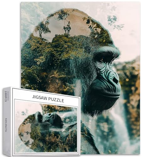 Puzzle mit Orang-Utan im Wald, 1000 Teile für Erwachsene, Dschungel, Wasserfall, Hintergrund, Kunst, Puzzle, anspruchsvolle Familienaktivitäten, bunt, Bastelpuzzle für Heimdekoration, Geschenke, 50 x Puzzle mit Orang-Utan im Wald, 1000 Teile für Erwachsene, Dschungel, Wasserfall, Hintergrund, Kunst, Puzzle, anspruchsvolle Familienaktivitäten, bunt, Bastelpuzzle für Heimdekoration, Geschenke, 50 x von Generic