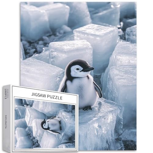 Puzzle mit Pinguine auf Eis, 1000 Teile für Erwachsene, Winter-Eis-Szene, Kunst-Puzzle, buntes DIY-Puzzle, für Heimdekoration, Geschenke, Familienpuzzle, perfekt für Spieleabende, 50 x 70 cm von Generic