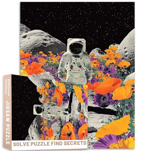 Puzzle mit Retro-Astronauten-Mondspaziergang, psychedelische Farben, 1000 Teile, 50 x 70 cm, bunt, DIY-Puzzle, Heimdekoration, Geschenke, Familienpuzzle, perfekt für Spieleabende von Generic