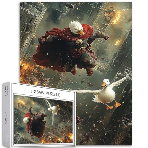 Puzzle mit Superhelden-Ente, 1000 Teile für Erwachsene, Mutant-Monster-Szene, Kunst-Puzzle, herausfordernde Familienaktivitäten, buntes Bastelpuzzle für Heimdekoration, Geschenke, 50 x 70 cm von Generic