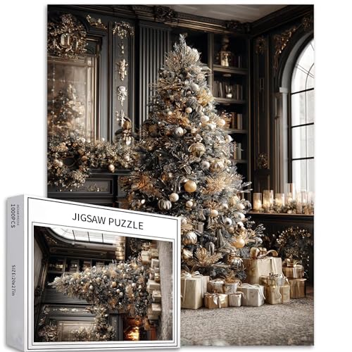 Puzzle mit Weihnachtsbaum vor dem Kamin, 1000-teiliges Puzzle für Erwachsene, Urlaubskunst-Puzzle, bunte DIY-Puzzles für Heimdekoration, Geschenke, Familienpuzzle, perfekt für Spieleabende, 50 x 70 cm Puzzle mit Weihnachtsbaum vor dem Kamin, 1000-teiliges Puzzle für Erwachsene, Urlaubskunst-Puzzle, bunte DIY-Puzzles für Heimdekoration, Geschenke, Familienpuzzle, perfekt für Spieleabende, 50 x 70 cm von Generic