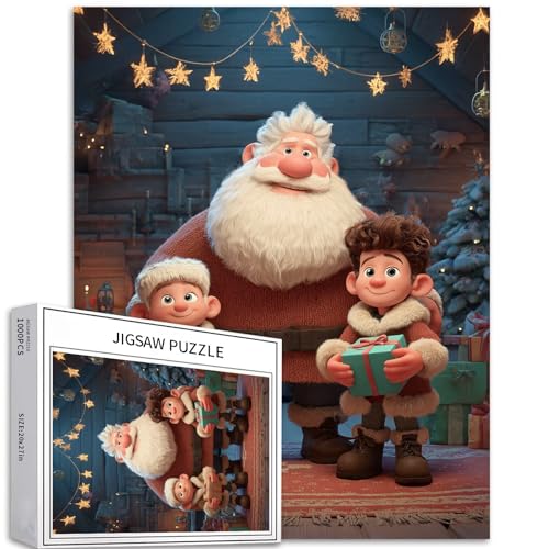 Puzzle mit Weihnachtsmann mit Jungen, 1000-teiliges Puzzle für Erwachsene, warme Atmosphäre, Kunst-Puzzle, herausfordernde Familienaktivitäten, buntes Bastelpuzzle für Heimdekoration, Geschenke, 50,8 Puzzle mit Weihnachtsmann mit Jungen, 1000-teiliges Puzzle für Erwachsene, warme Atmosphäre, Kunst-Puzzle, herausfordernde Familienaktivitäten, buntes Bastelpuzzle für Heimdekoration, Geschenke, 50,8 von Generic