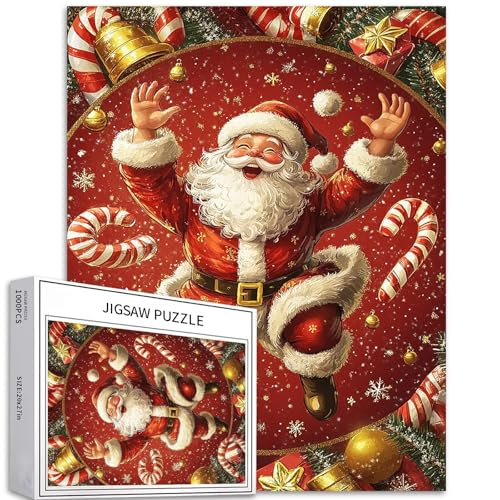 Puzzle mit Weihnachtsmanntanzen, 1000 Teile, für Erwachsene, Urlaub, Spaß, Kunst, Puzzle, herausfordernde Familienaktivitäten, buntes Bastelpuzzle für Heimdekoration, Geschenke, 50,8 x 68,6 cm Puzzle mit Weihnachtsmanntanzen, 1000 Teile, für Erwachsene, Urlaub, Spaß, Kunst, Puzzle, herausfordernde Familienaktivitäten, buntes Bastelpuzzle für Heimdekoration, Geschenke, 50,8 x 68,6 cm von Generic