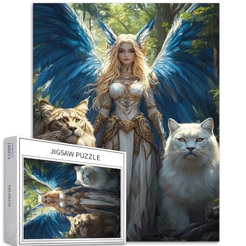 Puzzle mit blonden blauen Flügeln, 1000 Teile für Erwachsene, große Katze, Wächter, Kunst, Puzzle, bunt, DIY-Puzzle, Heimdekoration, Geschenke, Familienpuzzle, perfekt für Spielabende, 50 x 70 cm Puzzle mit blonden blauen Flügeln, 1000 Teile für Erwachsene, große Katze, Wächter, Kunst, Puzzle, bunt, DIY-Puzzle, Heimdekoration, Geschenke, Familienpuzzle, perfekt für Spielabende, 50 x 70 cm von Generic