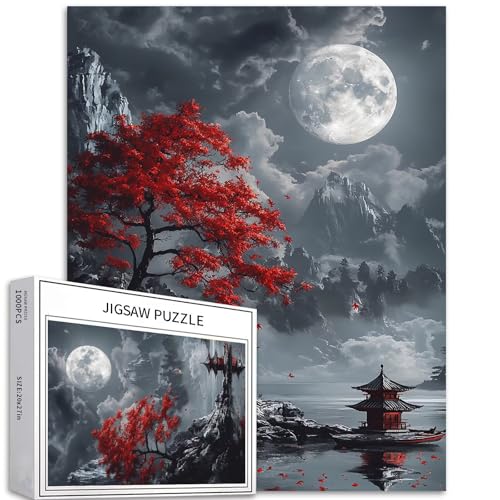 Puzzle mit chinesischer Tinte, 1000 Teile, für Erwachsene, Vollmond, Nachthimmel, Szene, Kunst-Puzzle, buntes DIY-Puzzle für Heimdekoration, Geschenke, Familienpuzzle, perfekt für Spielabende, 50 x 70 Puzzle mit chinesischer Tinte, 1000 Teile, für Erwachsene, Vollmond, Nachthimmel, Szene, Kunst-Puzzle, buntes DIY-Puzzle für Heimdekoration, Geschenke, Familienpuzzle, perfekt für Spielabende, 50 x 70 von Generic