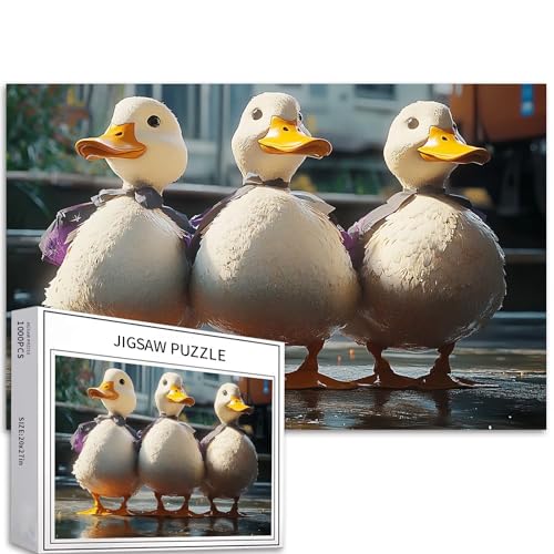 Puzzle mit drei Enten, 1000 Teile für Erwachsene, Weltfrieden, Kunst, Puzzle, herausfordernde Familienaktivitäten, buntes DIY-Bastelpuzzle für Heimdekoration, Geschenke, 70 × 50 cm von Generic