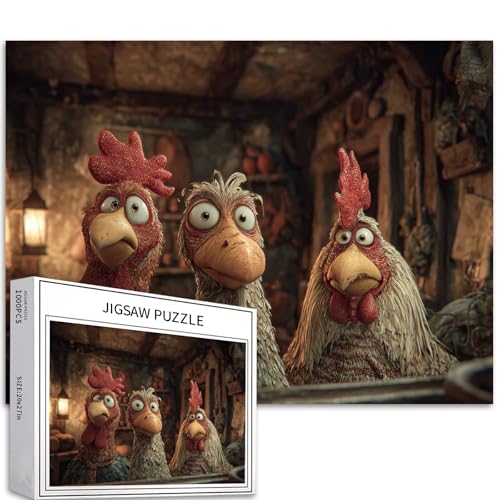 Puzzle mit drei Hühner-Seelen-Tauschen, 1000 Teile für Erwachsene, Halloween, magischer Unfall, Kunst-Puzzle, herausfordernde Familienaktivitäten, buntes Bastelpuzzle für Heimdekoration, Geschenke, 70 von Generic