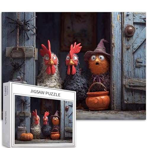 Puzzle mit drei Hühnern, 1000 Teile für Erwachsene, Halloween-Dekoration, Kunst-Puzzle, bunt, DIY-Puzzle, Heimdekoration, Geschenke, Familienpuzzle, perfekt für Spieleabende, 68 x 50 cm Puzzle mit drei Hühnern, 1000 Teile für Erwachsene, Halloween-Dekoration, Kunst-Puzzle, bunt, DIY-Puzzle, Heimdekoration, Geschenke, Familienpuzzle, perfekt für Spieleabende, 68 x 50 cm von Generic
