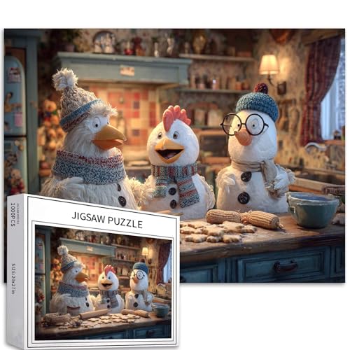 Puzzle mit drei Hühnern in der Küche, 1000 Teile für Erwachsene, Weihnachten, Küche, Kunst, Puzzle, bunt, DIY-Puzzle, Heimdekoration, Geschenke, Familienpuzzle, perfekt für Spieleabende, 70 × 50 cm Puzzle mit drei Hühnern in der Küche, 1000 Teile für Erwachsene, Weihnachten, Küche, Kunst, Puzzle, bunt, DIY-Puzzle, Heimdekoration, Geschenke, Familienpuzzle, perfekt für Spieleabende, 70 × 50 cm von Generic