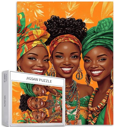 Puzzle mit drei afrikanischen Frauen, lächelnd, 1000 Teile, für Erwachsene, traditionelles Kostüm, Kunst, Puzzle, anspruchsvolle Familienaktivitäten, buntes Bastelpuzzle für Heimdekoration, Geschenke Puzzle mit drei afrikanischen Frauen, lächelnd, 1000 Teile, für Erwachsene, traditionelles Kostüm, Kunst, Puzzle, anspruchsvolle Familienaktivitäten, buntes Bastelpuzzle für Heimdekoration, Geschenke von Generic