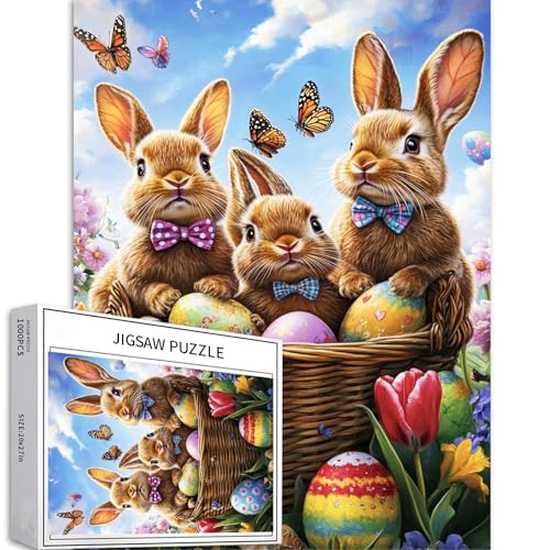 Puzzle mit drei braunen Hasen, 1000 Teile, für Erwachsene, 68,6 x 50,8 cm, Ostereier-Puzzle, Osterpuzzle, herausfordernde Familienaktivität-Spiele, buntes DIY-Bastelpuzzle für Heimdekoration, Puzzle mit drei braunen Hasen, 1000 Teile, für Erwachsene, 68,6 x 50,8 cm, Ostereier-Puzzle, Osterpuzzle, herausfordernde Familienaktivität-Spiele, buntes DIY-Bastelpuzzle für Heimdekoration, von Generic