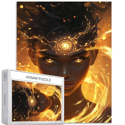 Puzzle mit dunkler Haut, Mädchen, 1000 Teile, für Erwachsene, Flamme Hintergrund, Kunst, Puzzle, anspruchsvolle Familienaktivitäten, buntes Bastelpuzzle für Heimdekoration, Geschenke, 50,8 x 68,6 cm Puzzle mit dunkler Haut, Mädchen, 1000 Teile, für Erwachsene, Flamme Hintergrund, Kunst, Puzzle, anspruchsvolle Familienaktivitäten, buntes Bastelpuzzle für Heimdekoration, Geschenke, 50,8 x 68,6 cm von Generic