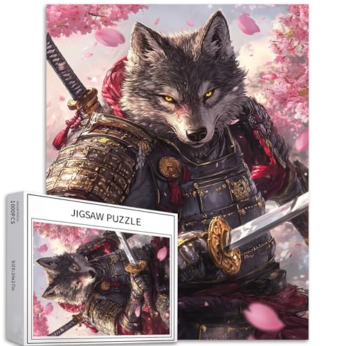 Puzzle mit grauem Wolfskriegerbild, 1000-teiliges Puzzle für Erwachsene, Kirschblüten-Szene, Kunst-Puzzle, buntes DIY-Puzzle, für Heimdekoration, Geschenke, Familienpuzzle, perfekt für Spielabende, 50 Puzzle mit grauem Wolfskriegerbild, 1000-teiliges Puzzle für Erwachsene, Kirschblüten-Szene, Kunst-Puzzle, buntes DIY-Puzzle, für Heimdekoration, Geschenke, Familienpuzzle, perfekt für Spielabende, 50 von Generic