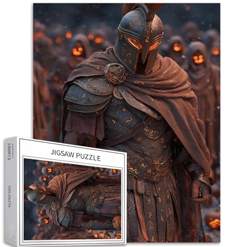 Puzzle mit griechischem Krieger in Rüstung, 1000 Teile, für Erwachsene, Halloween, Fantasy-Szene, Kunst, Puzzle, bunt, DIY-Puzzle, Heimdekoration, Geschenke, Familienpuzzle, perfekt für Spieleabende von Generic