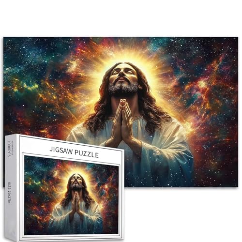 Puzzle mit lächelnden Jesus, betend, 1000 Teile, für Erwachsene, herausfordernde Familienaktivitäten, buntes DIY-Bastelpuzzle für Heimdekoration, Geschenke, 68 x 50 cm Puzzle mit lächelnden Jesus, betend, 1000 Teile, für Erwachsene, herausfordernde Familienaktivitäten, buntes DIY-Bastelpuzzle für Heimdekoration, Geschenke, 68 x 50 cm von Generic