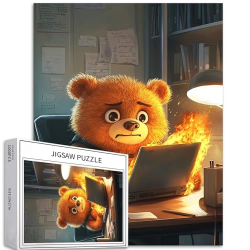 Puzzle mit niedlichem Bärencharakter, 1000 Teile, für Erwachsene, Panikausdruck, Kunst-Puzzle, buntes DIY-Puzzle, für Heimdekoration, Geschenke, Familienpuzzle, perfekt für Spieleabende, 50 x 70 cm von Generic