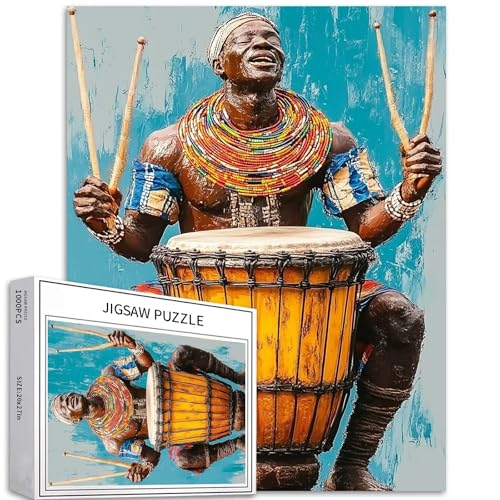 Puzzle mit nigerianischen Schlagzeugern, 1000 Teile für Erwachsene, westafrikanische Musik, Kunst, Puzzle, herausfordernde Familienaktivitäten, buntes Bastelpuzzle für Heimdekoration, Geschenke, 50 x Puzzle mit nigerianischen Schlagzeugern, 1000 Teile für Erwachsene, westafrikanische Musik, Kunst, Puzzle, herausfordernde Familienaktivitäten, buntes Bastelpuzzle für Heimdekoration, Geschenke, 50 x von Generic